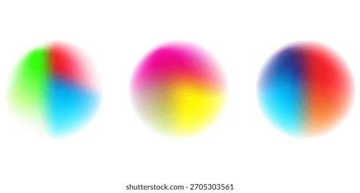 Establezca la gradación del ruido del gradiente del círculo de color. Abstractas malla de desenfoque de acuarela colorida sobre fondo transparente aislado. Forma de círculo png.
