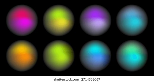 Establezca la gradación del ruido del gradiente del círculo de color. Abstractas forma de malla de desenfoque de acuarela colorida sobre fondo blanco. Aura de gradiente, grano de neón con efecto de Ilustración vectorial de ruido.	