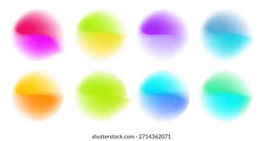 Establezca la gradación del ruido del gradiente del círculo de color. Abstractas forma de malla de desenfoque de acuarela colorida sobre fondo blanco. Aura de gradiente, grano de neón con efecto de Ilustración vectorial de ruido.	