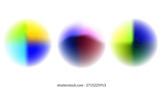Establezca la gradación del ruido del gradiente del círculo de color. Abstractas malla de desenfoque de acuarela colorida sobre fondo transparente aislado. Forma de círculo png.