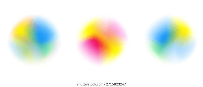 Establezca la gradación del ruido del gradiente del círculo de color. Abstractas malla de desenfoque de acuarela colorida sobre fondo transparente aislado. Forma de círculo png.