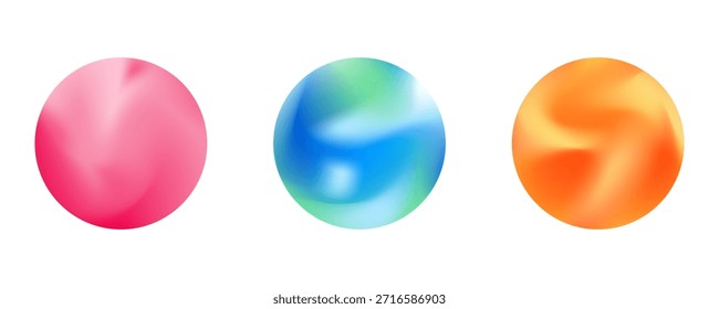 Establezca la gradación del ruido del gradiente del círculo de color. Abstractas malla de desenfoque de acuarela colorida sobre fondo transparente aislado. Forma de círculo png.