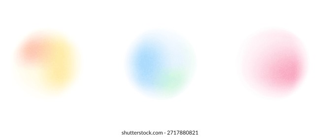 Establezca la gradación del ruido del gradiente del círculo de color. Abstractas malla de desenfoque de acuarela colorida sobre fondo transparente aislado. Forma de círculo png.