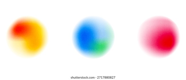 Establezca la gradación del ruido del gradiente del círculo de color. Abstractas malla de desenfoque de acuarela colorida sobre fondo transparente aislado. Forma de círculo png.