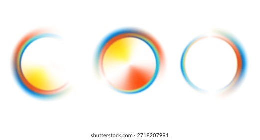 Establezca la gradación del ruido del gradiente del círculo de color. Abstractas malla de desenfoque de acuarela colorida sobre fondo transparente aislado