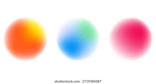 Establezca la gradación del ruido del gradiente del círculo de color. Abstractas malla de desenfoque de acuarela colorida sobre fondo transparente aislado. Forma de círculo png.