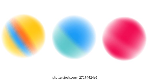 Establezca la gradación del ruido del gradiente del círculo de color. Abstractas malla de desenfoque de acuarela colorida sobre fondo transparente aislado. Forma de círculo png.

