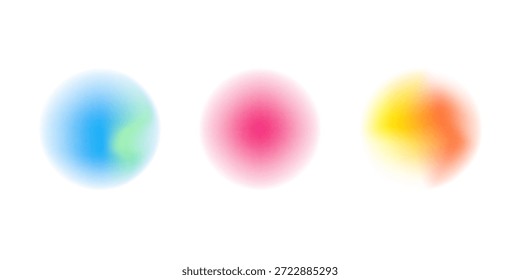Establezca la gradación del ruido del gradiente del círculo de color. Abstractas malla de desenfoque de acuarela colorida sobre fondo transparente aislado. Forma de círculo png.