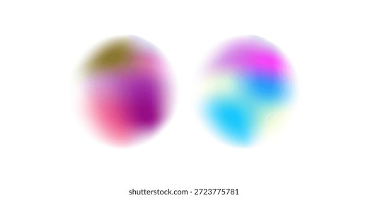 Establezca la gradación del ruido del gradiente del círculo de color. Abstractas malla de desenfoque de acuarela colorida sobre fondo transparente aislado. Forma de círculo png.
