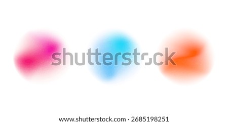 Set color circle gradient noise gradation. Abstract colorful watercolor blur mesh on isolated transparent background. Circle shape png