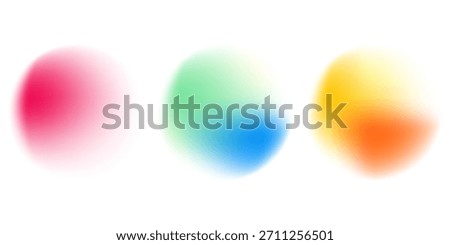 Set color circle gradient noise gradation. Abstract colorful watercolor blur mesh on isolated transparent background. Circle shape png.