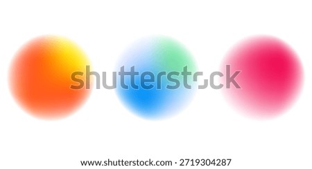 Set color circle gradient noise gradation. Abstract colorful watercolor blur mesh on isolated transparent background. Circle shape png.