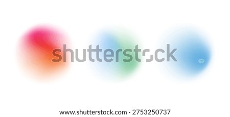 Set color circle gradient noise gradation. Abstract colorful watercolor blur mesh on isolated transparent background. Circle shape png.