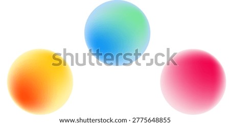 Set color circle gradient noise gradation. Abstract colorful watercolor blur mesh on isolated transparent background. Circle shape png.