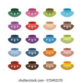 Set of color classic hats