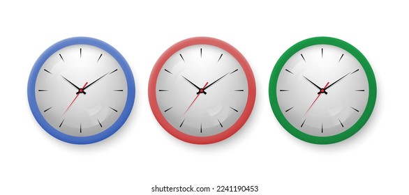 Set of color clocks, vector illustration.