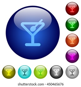 Set of color cocktail glass web buttons.