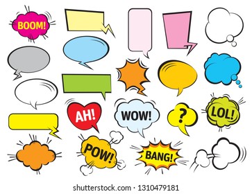 Set of color comic speech bubbles. Vector Illustration and graphic elements. Set of color comic speech bubbles. Vector Illustration and graphic elements.