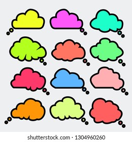 Set of color comic style speech bubbles. Vector clouds