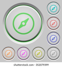 Set of color compass sunk push buttons.