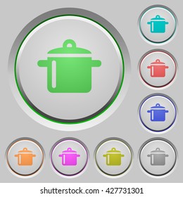 Set of color cooking sunk push buttons.