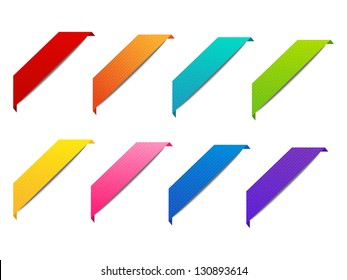 Set of color corner ribbons