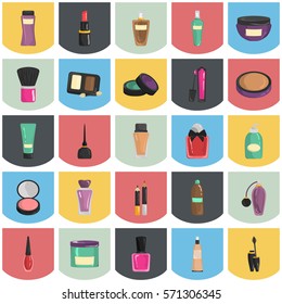 Set of color cosmetics icons for web and mobile design