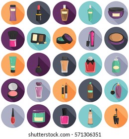Set of color cosmetics icons for web and mobile design
