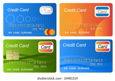 Set of color credit card vector, highly detailed, vector