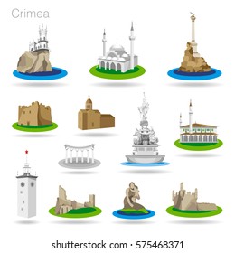 Set of color Crimea icons. Drawing vector illustration