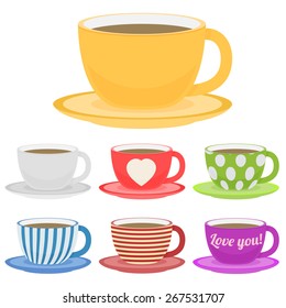 Set of color cup. Flat vector