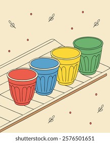  a set of color cups 