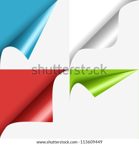 Set of color curled corners