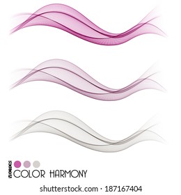 Set of color curve lines design element. Vector illustration