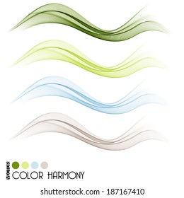 Set of color curve lines design element. Vector illustration