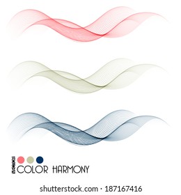 Satz der Farbkurve Linien Design Element. Vektorgrafik