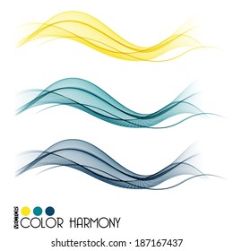 Set of color curve lines design element. Vector illustration