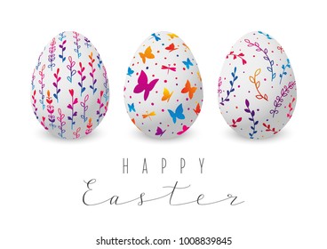 Set of color decorated Easter eggs