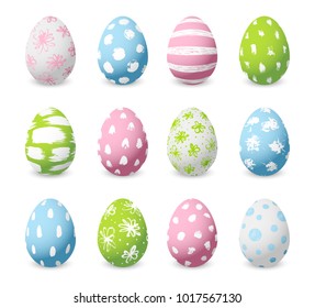 Set of color decorated Easter eggs