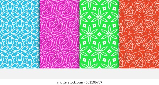 set of color decorative floral ornament. modern pattern. seamless vector illustration. for interior design, textile, wallpaper