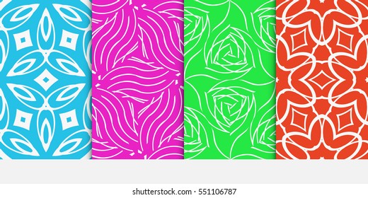 set of color decorative floral ornament. modern pattern. seamless vector illustration. for interior design, textile, wallpaper