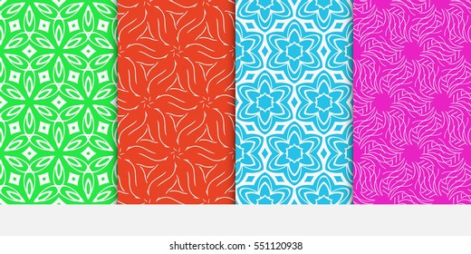 set of color decorative floral ornament. modern pattern. seamless vector illustration. for interior design, textile, wallpaper