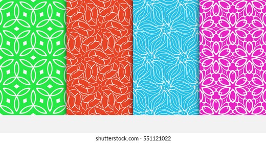 set of color decorative floral ornament. modern pattern. seamless vector illustration. for interior design, textile, wallpaper