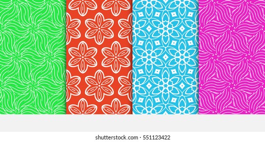set of color decorative floral ornament. modern pattern. seamless vector illustration. for interior design, textile, wallpaper