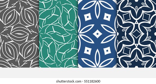 set of color decorative floral ornament. modern pattern. seamless vector illustration. for interior design, textile, wallpaper