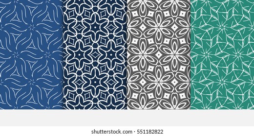 set of color decorative floral ornament. modern pattern. seamless vector illustration. for interior design, textile, wallpaper