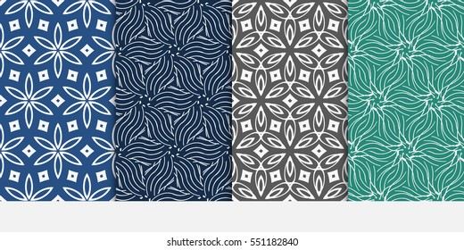 set of color decorative floral ornament. modern pattern. seamless vector illustration. for interior design, textile, wallpaper