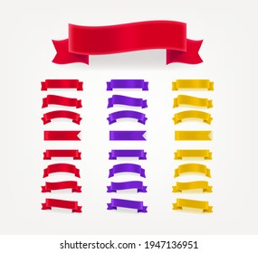 Set of color decorative horizontal bows. Tamplate for a text 