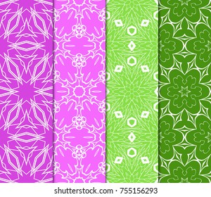 Set of color design for textile print. Seamless vector illustration with floral, geometric pattern
