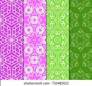Set of color design for textile print. Seamless vector illustration with floral, geometric pattern